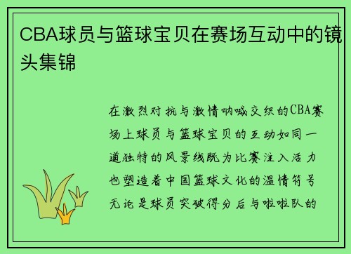 CBA球员与篮球宝贝在赛场互动中的镜头集锦
